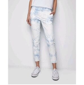 LILI LOTAN Women's Light Blue Tie-Dye Cropped Jeans